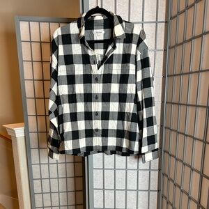 NWT Madewell Black and White Plaid Blouse